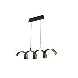 Obrázek pro produkt Závěsné svítidlo LED HELIX černá/zlatá, 20 W, 1680 lm, 4000 K, 80 × 13,5 × 120 cm - FANEUROPE
