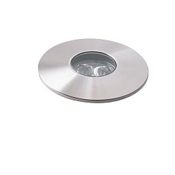 Obrázek pro produkt Pochozí venkovní LED svítidlo IRIDE DC12/24V stříbrná, hliník, 3x1 W, RGB, stmívatelné, IP67,6 x 8,3 cm - FANEUROPE