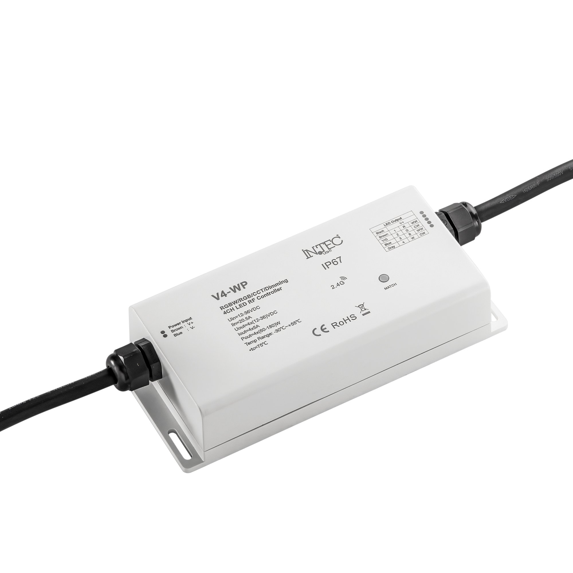 FAN RF-RICEVITORE-4CH-IP67 Přijímač + zesilovač 12-36 V DC, 5 A x 4 ch, max 20 A, IP67, 17,6 x 7,8 x 3,8 cm - FANEUROPE (obrázek 3)
