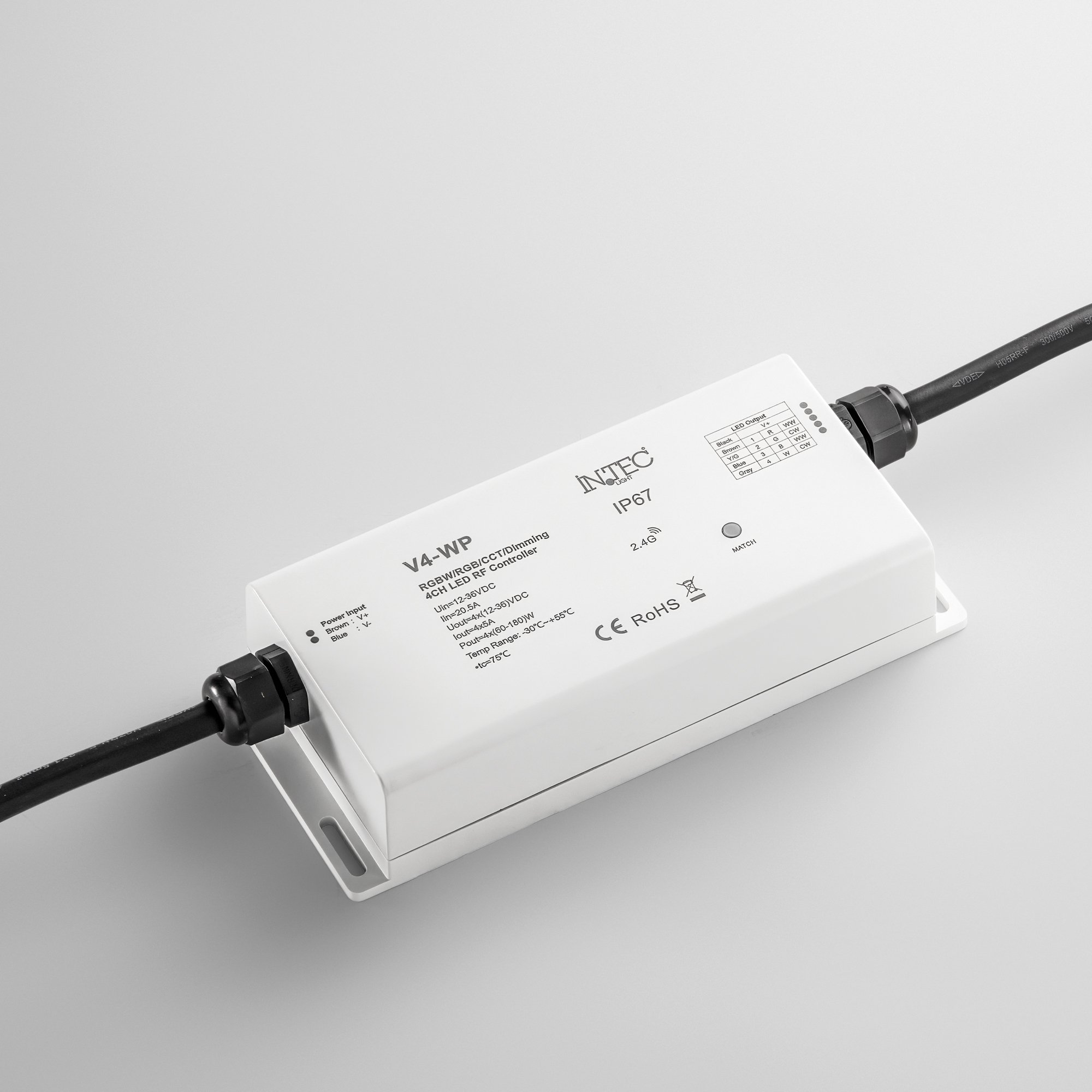 FAN RF-RICEVITORE-4CH-IP67 Přijímač + zesilovač 12-36 V DC, 5 A x 4 ch, max 20 A, IP67, 17,6 x 7,8 x 3,8 cm - FANEUROPE (obrázek 4)