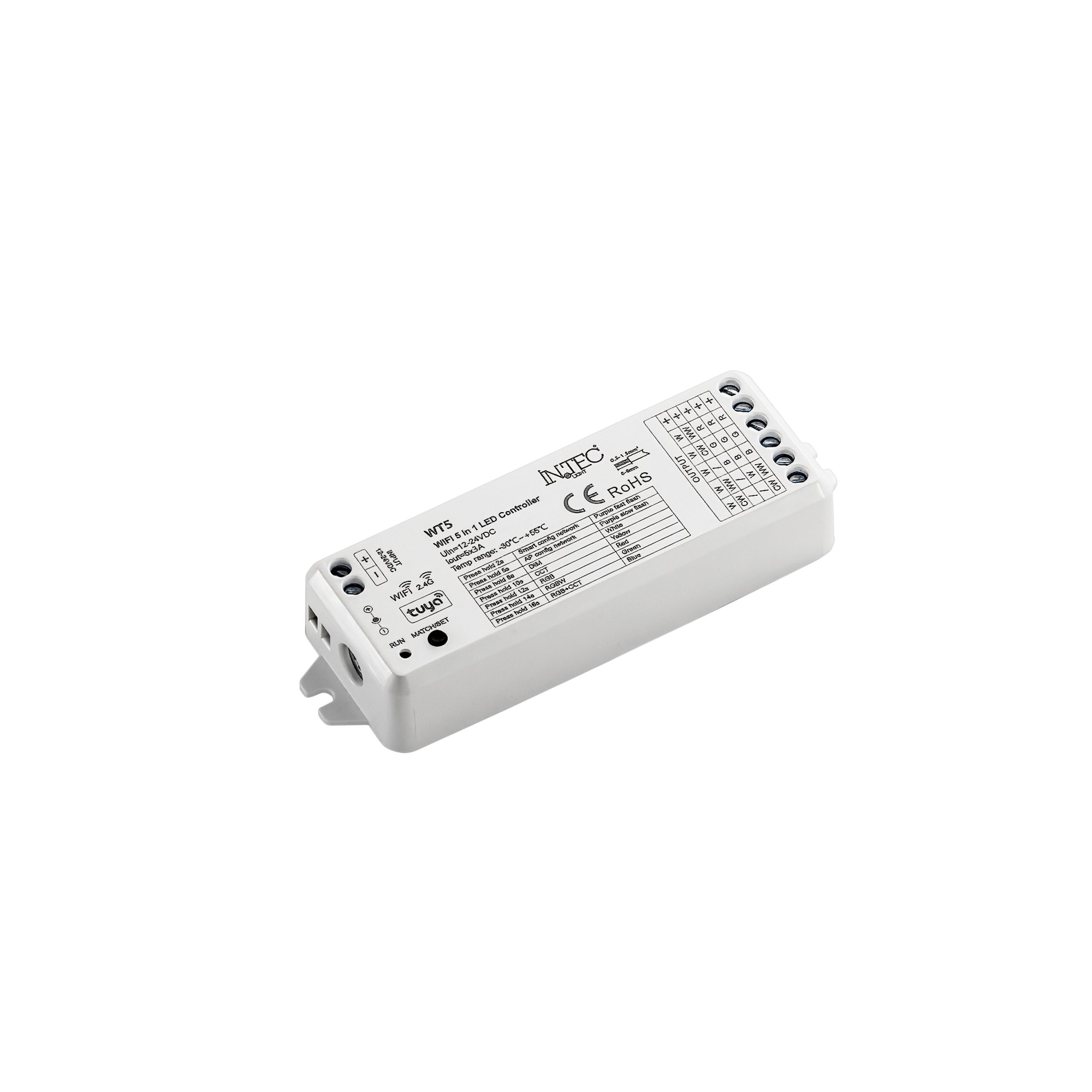 FAN RF-WIFI-CONTROL-5CH Přijímač Wi‑Fi/RF 2,4 GHz, 15,5 A 12-24 V, výstup 5 ch x 3 A (5 x 36-72 W), 11,4 x 3,8 x 2 cm - FANEUROPE