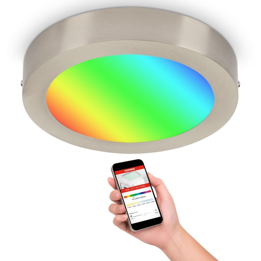TF 309502TF TELEFUNKEN Smart LED přisazené svítidlo, pr. 22,5 cm, 18 W, matný nikl 309502TF
