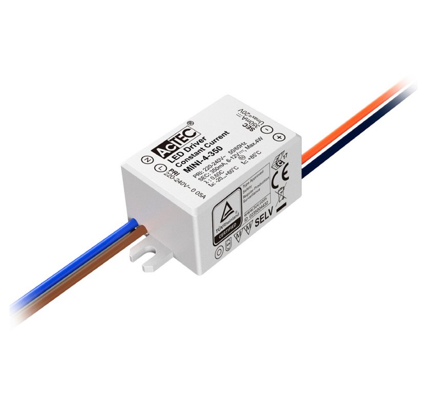 FAN I-DRIVER/4W Driver ACTEC CC IP65 výstup 2-12V 350mA 4W vstup 100-240V 3,8x2,7x2,1 cm - FANEUROPE