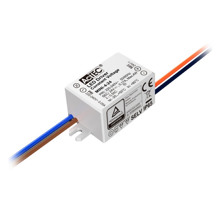 FAN I-DRIVER/4W-24V Driver ACTEC konst.napětí IP65 výstup DC 24V 0,17A 4W vstup AC100-240V 3,8x2,7x2,1 cm - FANEUROPE