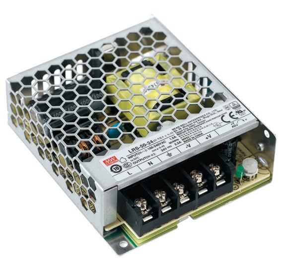 FAN STRIP-DRIVER24V-50W Driver MW LRS konst.napětí výstup DC 24V 2,2A 50W vstup AC85-264V DC120-373V 9,9x8,2x3 cm - FANEUROPE