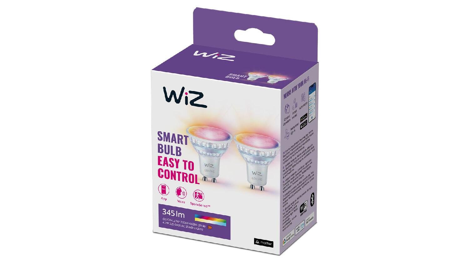 Levně PH 8720169076723 WiZ SET 2x LED skleněná žárovka GU10 PAR16 4,9W (50W) 345lm 2700-6500K RGB IP20, stmívatelná - PHILIPS