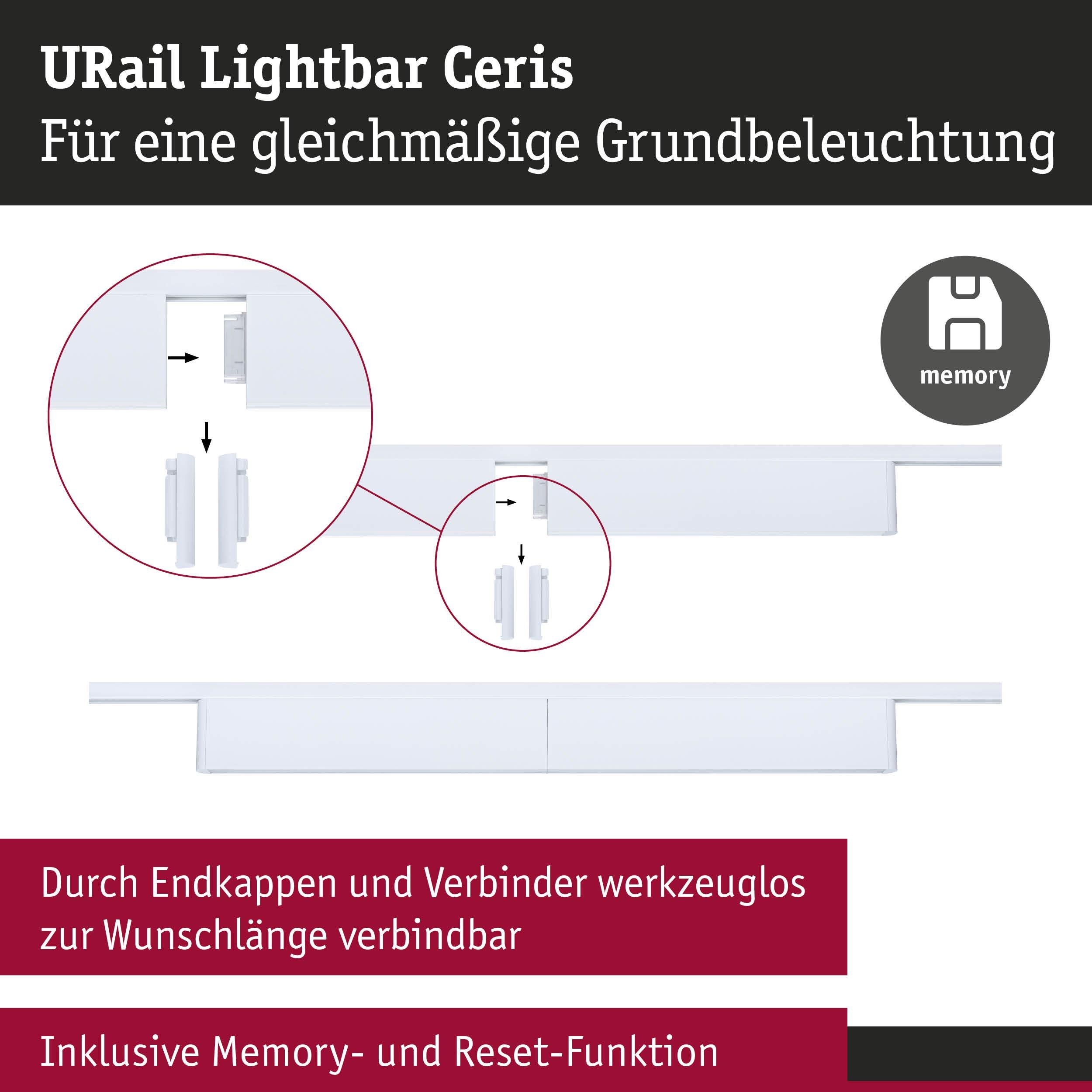 P 95708 URail Lightbar 3-krokové-stmívatelné Ceris 9,5W 4000K stmívatelné 230V bílá - PAULMANN (obrázek 4)