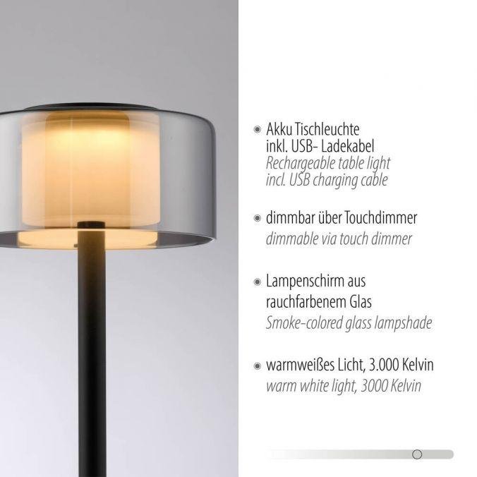 Obrázek produktu LED stolní lampa USB černá na baterie dotykový stmívač paměťová funkce 3000K - PAUL NEUHAUS 4 Obrázek produktu LED stolní lampa USB černá na baterie dotykový stmívač paměťová funkce 3000K - PAUL NEUHAUS 4