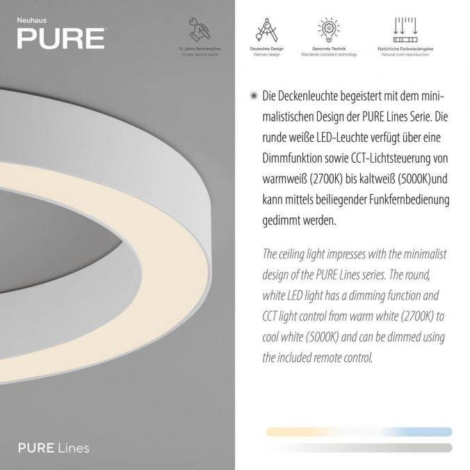 PN 6310-16 LED stropní svítidlo PURE Lines kulaté bílá, stmívatelné 2200-5000K - PAUL NEUHAUS (obrázek 3)