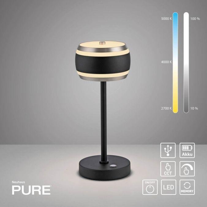 Obrázek produktu LED nabíjecí stolní lampa PURE Falling Rings, černá / metalická šedá , dotykový vypínač 2200-5000K - PAUL NEUHAUS 10 Obrázek produktu LED nabíjecí stolní lampa PURE Falling Rings, černá / metalická šedá , dotykový vypínač 2200-5000K - PAUL NEUHAUS 10