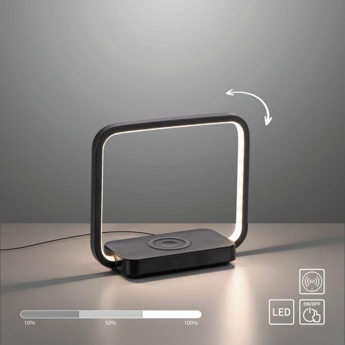 Obrázek produktu LED stolní lampa černá, bezdrátové nabíjení telefonu, dotykový vypínač, stmívatelné 3000K - JUST LIGHT 2 Obrázek produktu LED stolní lampa černá, bezdrátové nabíjení telefonu, dotykový vypínač, stmívatelné 3000K - JUST LIGHT 2