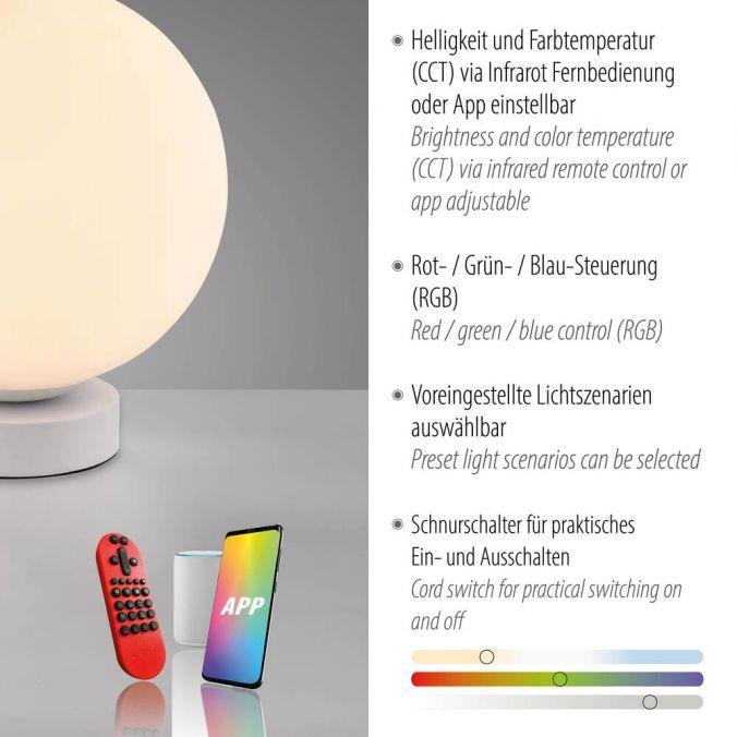 Obrázek produktu LED stolní lampa, koule, bílé, Smarthome, stmívatelné, dálkový ovladač s aplikací Tuya RGB, 2700-5000K - JUST LIGHT 5 Obrázek produktu LED stolní lampa, koule, bílé, Smarthome, stmívatelné, dálkový ovladač s aplikací Tuya RGB, 2700-5000K - JUST LIGHT 5