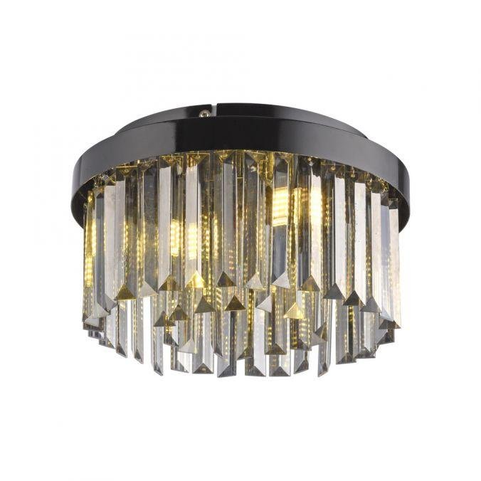 LD 15048-18 Stropní svítidlo KULUNKA, černá, křišťálové přívěsky, D 30 cm, - JUST LIGHT