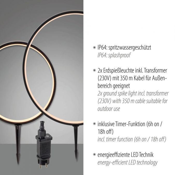 Obrázek produktu LED venkovní svítidlo se zápichem do zahrady kruhová forma s časovačem IP65 krytí proti vodě 3000K - JUST LIGHT 4 Obrázek produktu LED venkovní svítidlo se zápichem do zahrady kruhová forma s časovačem IP65 krytí proti vodě 3000K - JUST LIGHT 4