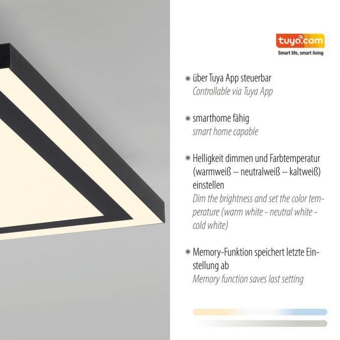 Obrázek produktu LED stropní svítidlo 45x45cm, černá, dálkové ovládání, CCT, ovládané přes aplikaci Tuya stmívatelné 2700-5000K - JUST LIGHT 4 Obrázek produktu LED stropní svítidlo 45x45cm, černá, dálkové ovládání, CCT, ovládané přes aplikaci Tuya stmívatelné 2700-5000K - JUST LIGHT 4