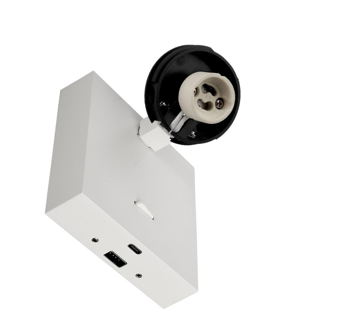 IMPR 341347 Deko-Light svítidlo na čtení Can Tilt hranatá základna s USB, 1x 7,5 W GU10, bílá - LIGHT IMPRESSIONS