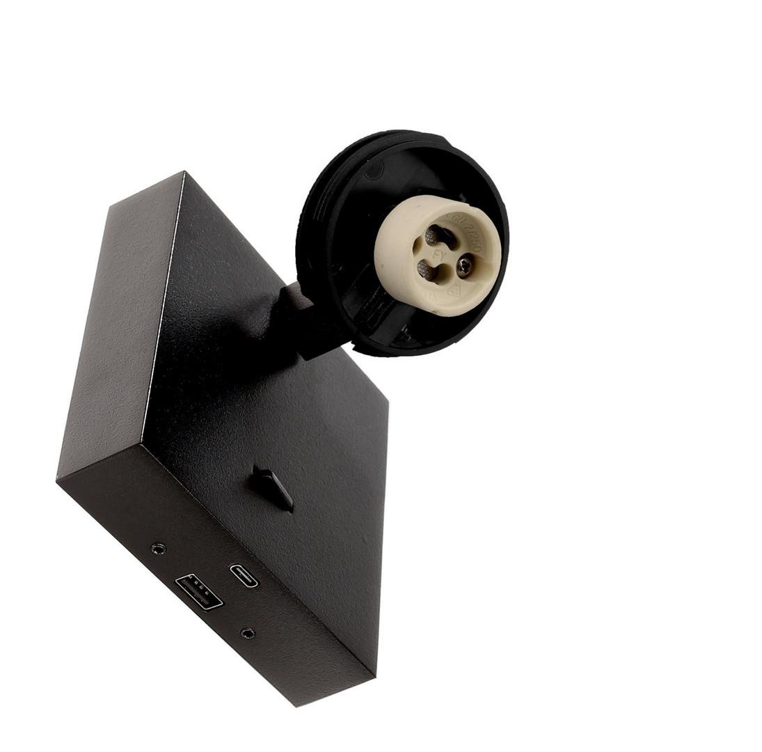 IMPR 341348 Deko-Light svítidlo na čtení Can Tilt hranatá základna s USB, 1x 7,5 W GU10, černá - LIGHT IMPRESSIONS