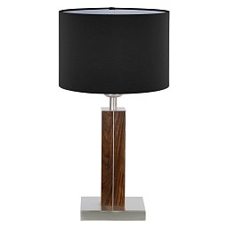 Obrázek pro produkt AKCE - Stolní lampa Dana max. 60W E27 ořech olejovaný /  látka černá-matně stříbrná - HERZBLUT