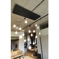 Obrázek pro produkt Závěsné svítidlo IVY SINGLE sada 7x S, 7x M, 3x L triplex opál + stříbrný kabel + baldachýn 170x70cm antracit - BROKIS A