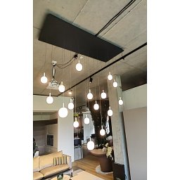 Obrázek pro produkt Závěsné svítidlo IVY SINGLE sada 7x S, 7x M, 3x L triplex opál + stříbrný kabel + baldachýn 170x70cm antracit - BROKIS A