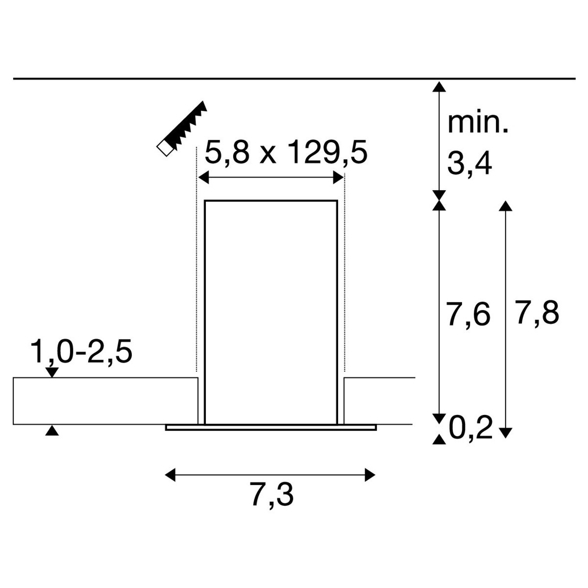 LA 1010524 GLENOS® PRO Stropní vestavné svítidlo, 1, 2 m, DALI, UGR19, 4000K, 75°, IP20, černé - BIG WHITE (SLV) (obrázek 5)