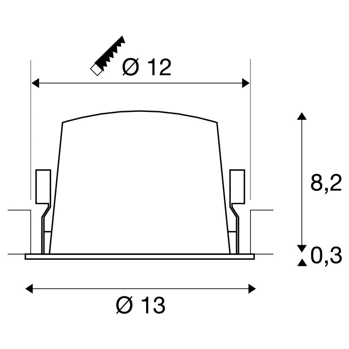 LA 1009778 NUMINOS® L Stropní vestavné svítidlo, 3000 K, 40°, IP20, kulaté, černé / bílé - BIG WHITE (SLV) (obrázek 3)