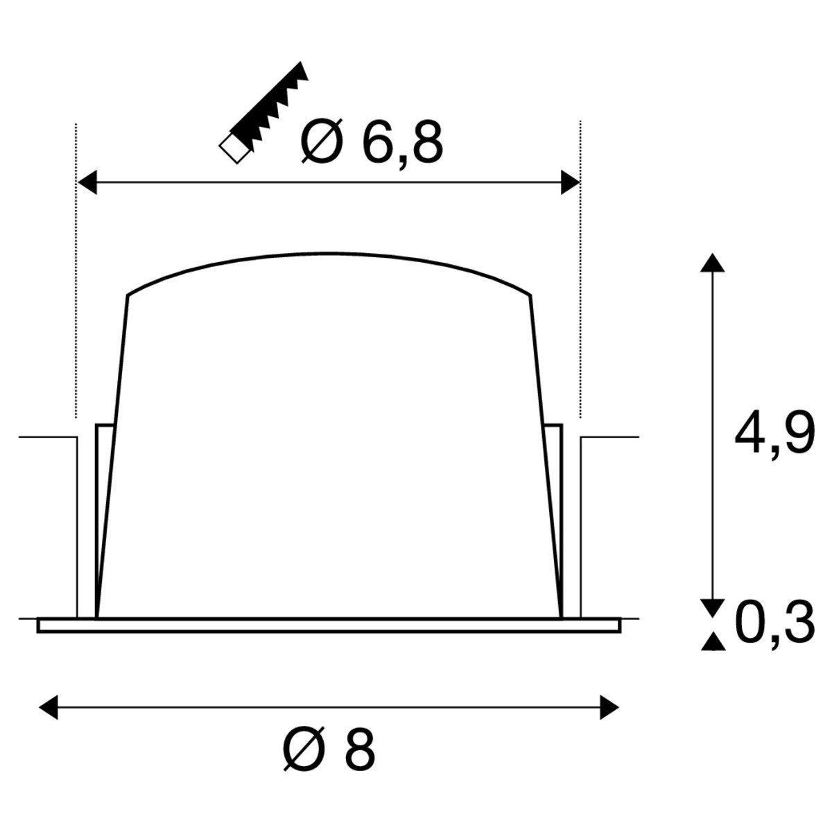 LA 1009467 NUMINOS® S Stropní vestavné svítidlo, 3000 K, 55°, IP20, kulaté, bílé - BIG WHITE (SLV) (obrázek 3)
