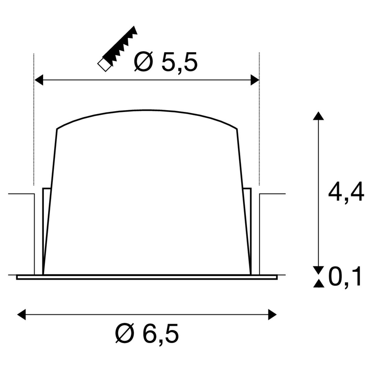 LA 1009293 NUMINOS® XS Stropní vestavné svítidlo, 3000 K, 40°, IP20, kulaté, černé / bílé - BIG WHITE (SLV) (obrázek 3)
