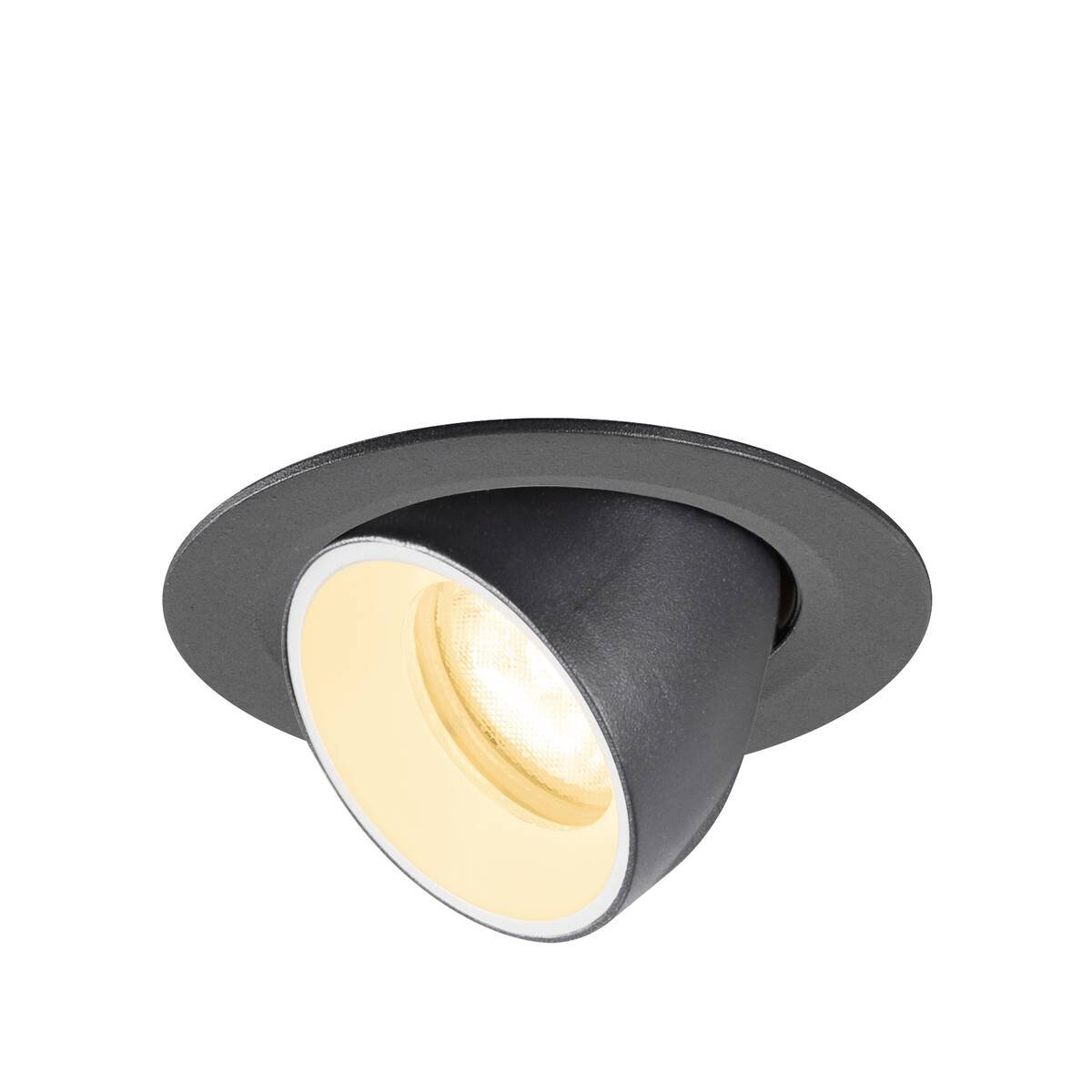 LA 1010051 NUMINOS® GIMBLE XS Stropní vestavné svítidlo, 3000 K, 55°, IP20, kulaté, černé / bílé - BIG WHITE (SLV)
