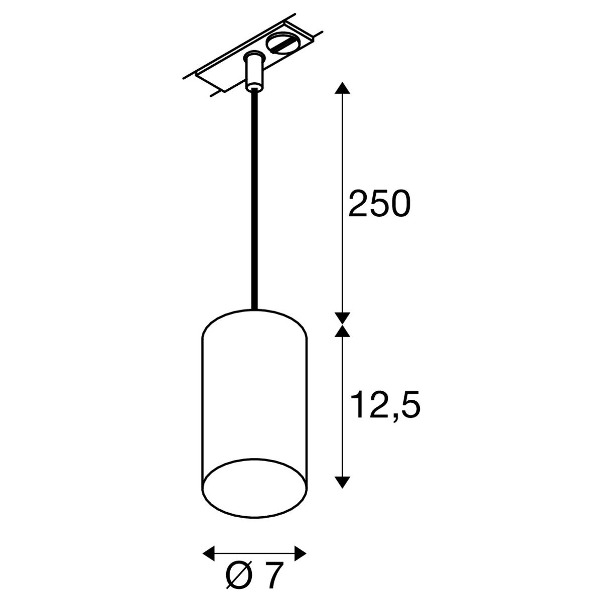 LA 1010099 ASTO TUBE 1~ závěsné svítidlo, GU10, délka závěsu 250 cm, 1 x max. 10 W, černá - BIG WHITE (SLV) (obrázek 9)