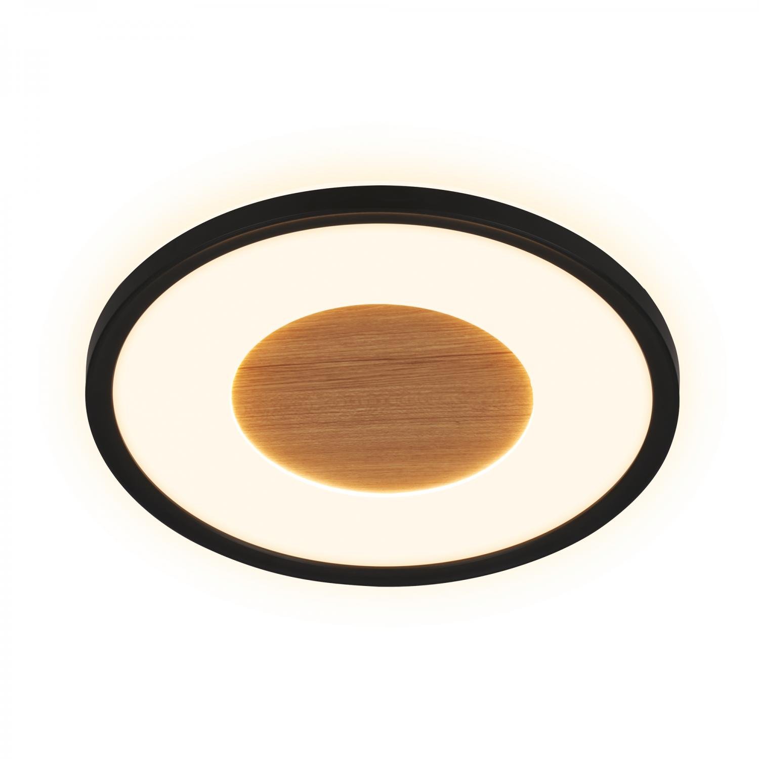 BRILO 3850015 Sufit Wood LED stropní svítidlo ploché, dřevěný dekor, přímé a nepřímé osvětlení, černá - BRILO (obrázek 3)