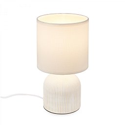 Obrázek pro produkt Ino stolní lampička, látkové stínidlo, keramický podstavec, 15x28 cm (DxH), bílá - BRILO