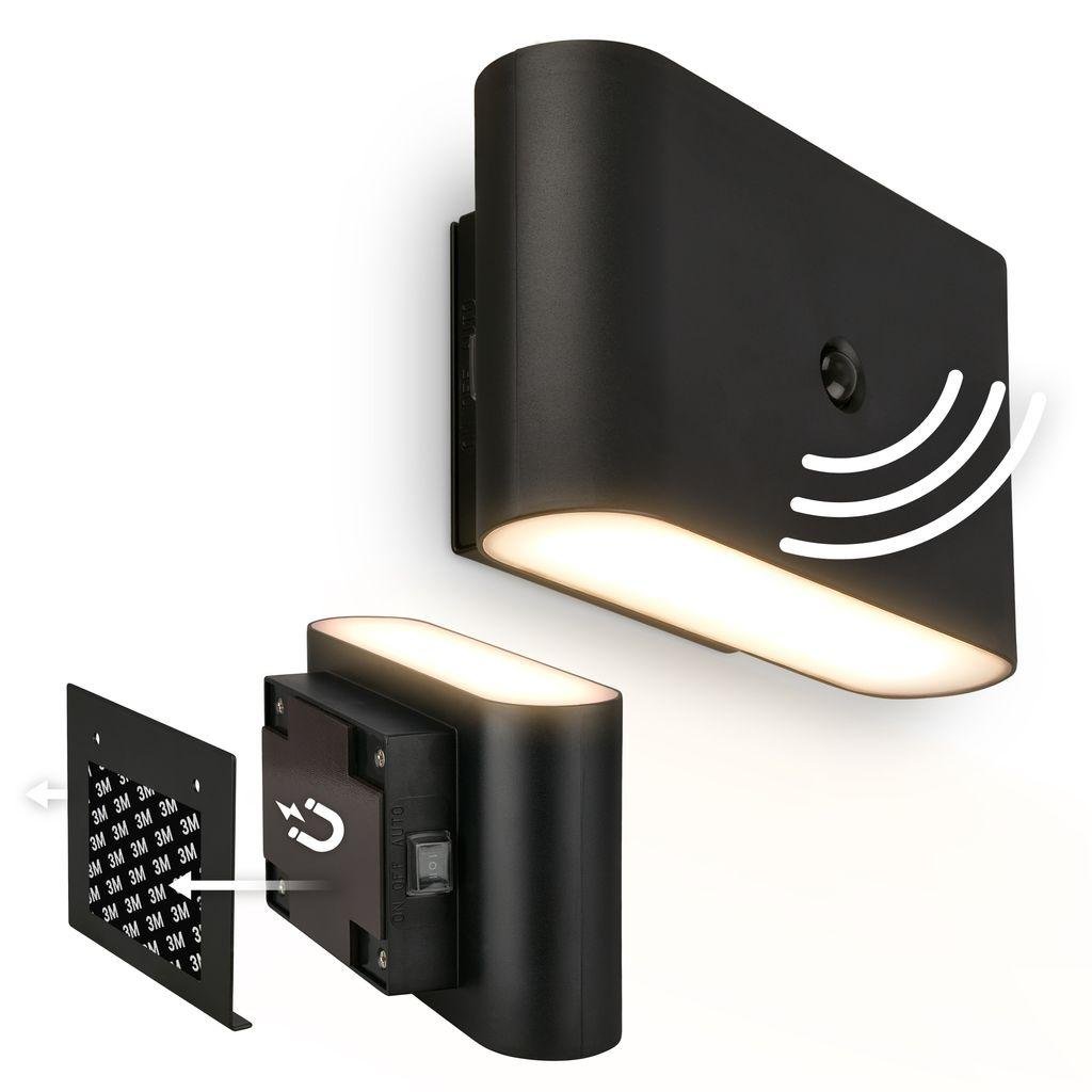 BRI 3878015 AKCE - Chat nástěnné svítidlo - 3W, 270lm, bezdrátová, LED, s pohybovým čidlem, černá - BRILONER