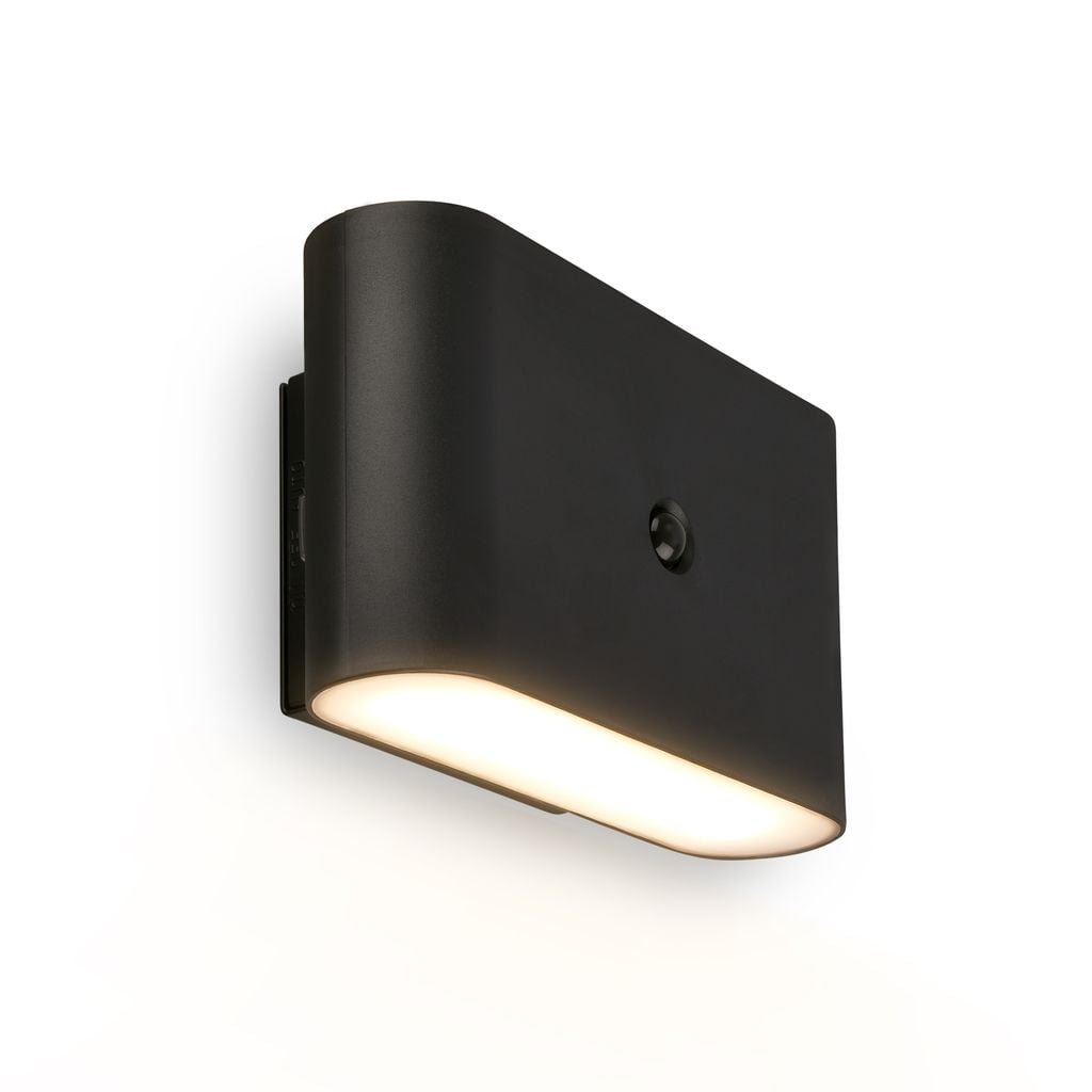 BRI 3878015 Chat nástěnné svítidlo 3W 270lm bezdrátová LED s pohybovým čidlem černá - BRILONER