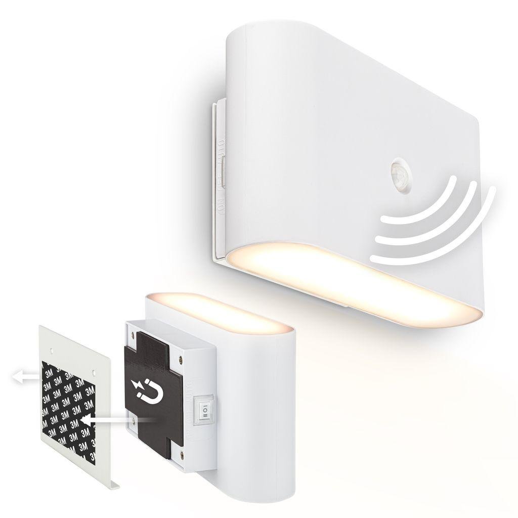 BRI 3878016 AKCE - Chat nástěnné svítidlo - 3W, 270lm, bezdrátová, LED, s pohybovým čidlem, bílé - BRILONER