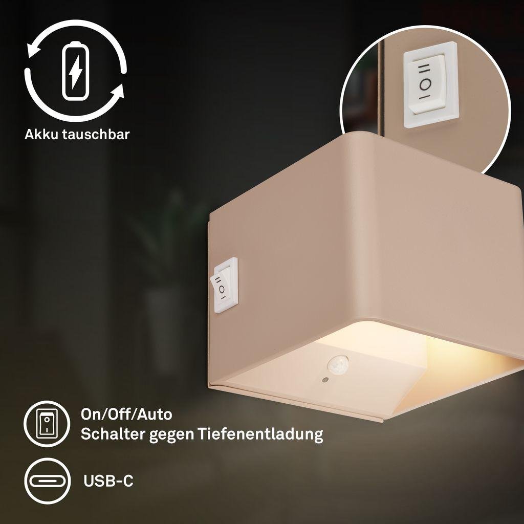 BRI 3879011 Borra nástěnné svítidlo - 1,5W, 100lm, bezdrátové, LED, s pohybovým čidlem, béžové - BRILONER (obrázek 3)