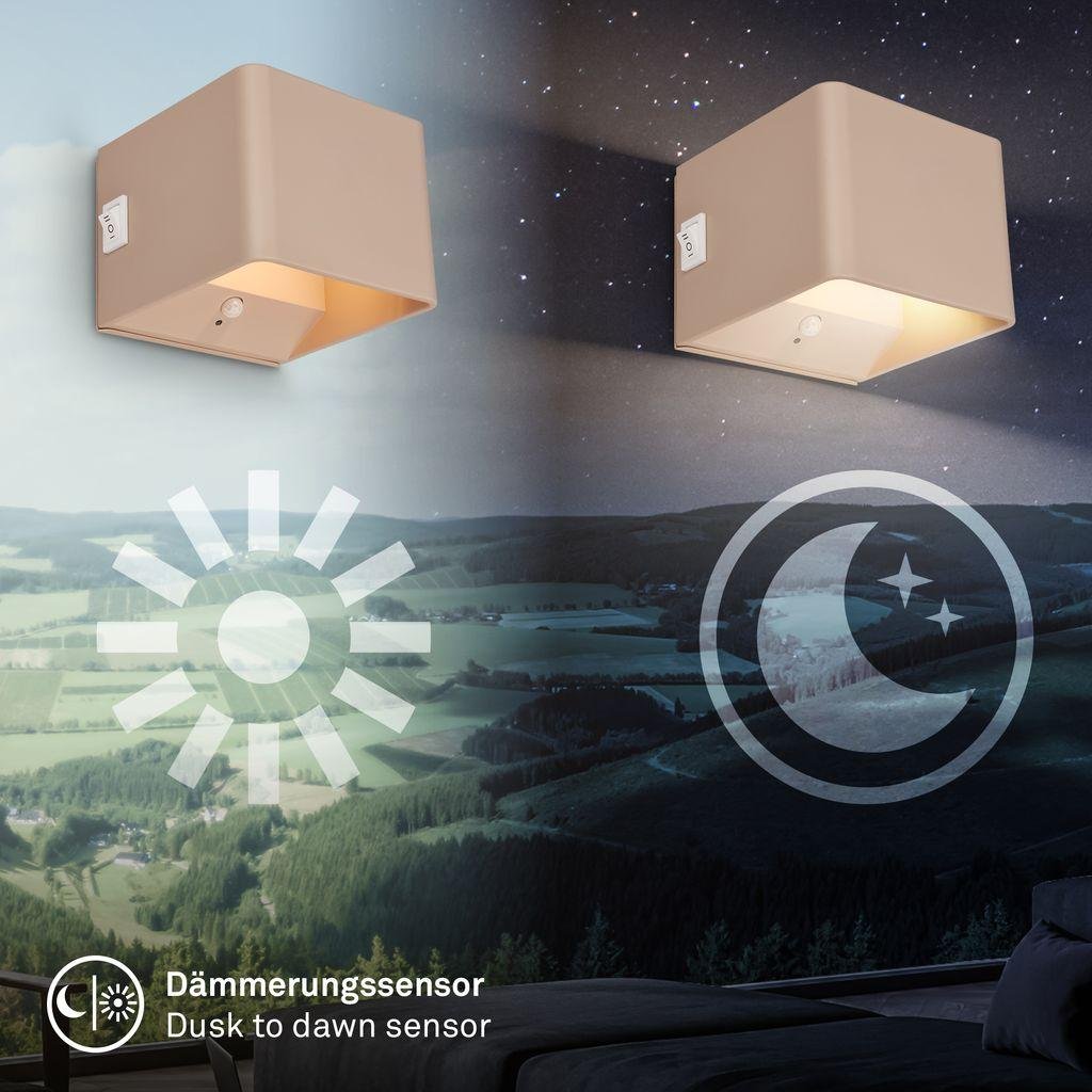 BRI 3879011 Borra nástěnné svítidlo - 1,5W, 100lm, bezdrátové, LED, s pohybovým čidlem, béžové - BRILONER (obrázek 4)