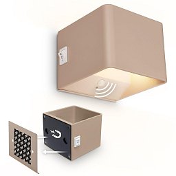 Obrázek pro produkt Borra nástěnné svítidlo - 1,5W, 100lm, bezdrátové, LED, s pohybovým čidlem, béžové - BRILONER