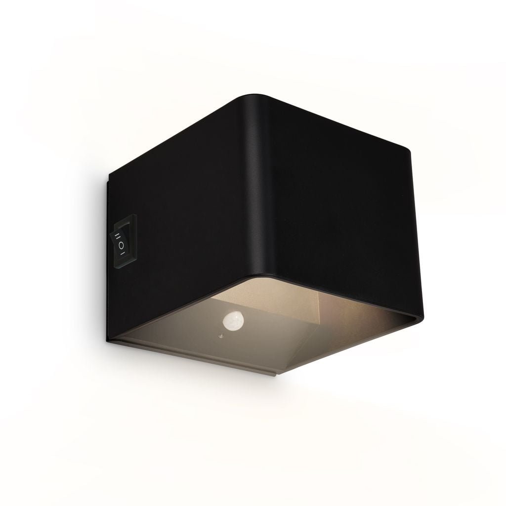 BRI 3879015 Borra nástěnné svítidlo - 1,5W, 100lm, bezdrátové, LED, s pohybovým čidlem, černé - BRILONER