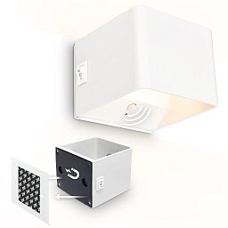 Obrázek pro produkt Borra nástěnné svítidlo - 1,5W, 100lm, bezdrátové, LED, s pohybovým čidlem, bílé - BRILONER