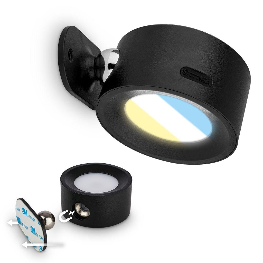 BRI 3896015 AKCE - Tari nástěnné bodové svítidlo - 1,6W, 160lm, LED, nabíjecí, CCT, stmívatelné, bezdrátové, černá - BRILONER