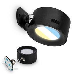 Obrázek pro produkt Tari nástěnné bodové svítidlo - 1,6W, 160lm, LED, nabíjecí, CCT, stmívatelné, bezdrátové, černá - BRILONER