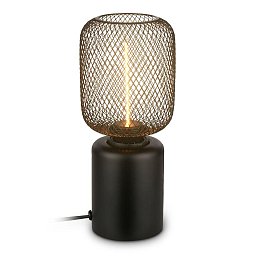 Obrázek pro produkt Rist stolní lampička - s vypínačem, drátěné pletivo, E27 patice, černá - BRILO