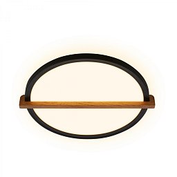 Obrázek pro produkt Remsa LED stropní svítidlo, dekor dřeva, přímé a nepřímé osvětlení, oválné 31,5x29 cm, černá/dřevo - BRILONER