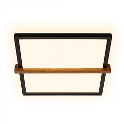 Obrázek pro produkt Remsa LED stropní svítidlo, dekor dřeva, přímé a nepřímé osvětlení, hranaté 31,5x29 cm, černá/dřevo - BRILONER