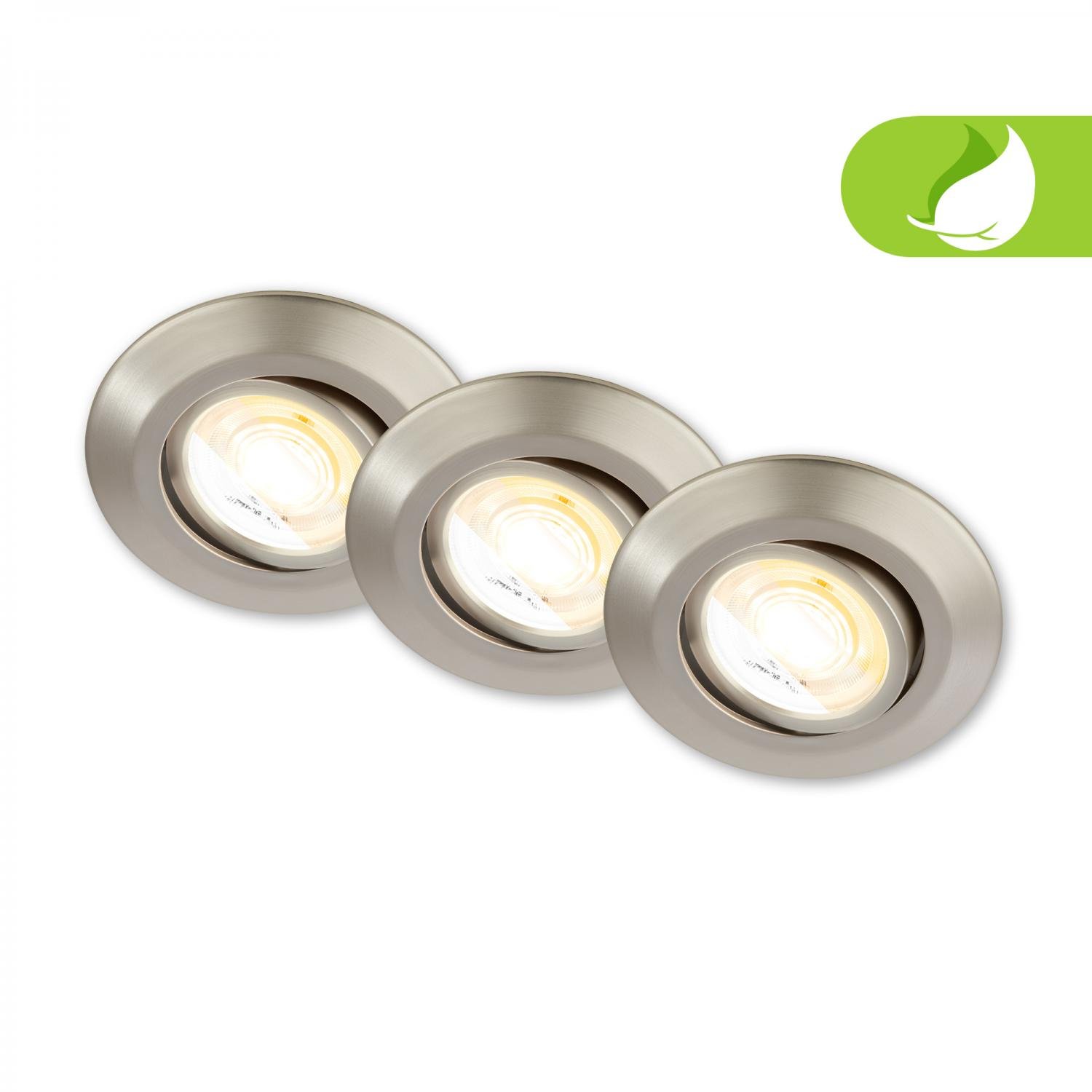 BRI 7587032 Klira 3ks sada LED vestavné bodové svítidlo 230V, stmívatelné, nastavitelné, matný nikl - BRILONER