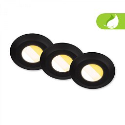 Obrázek pro produkt Klira 3ks sada vestavných bodových svítidel do koupelny 230V, CTS vypínač, IP44, černá - BRILONER