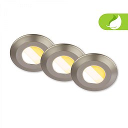 Obrázek pro produkt Klira 3ks sada vestavných bodových svítidel do koupelny 230V, stmívatelné, IP44, matný nikl - BRILONER