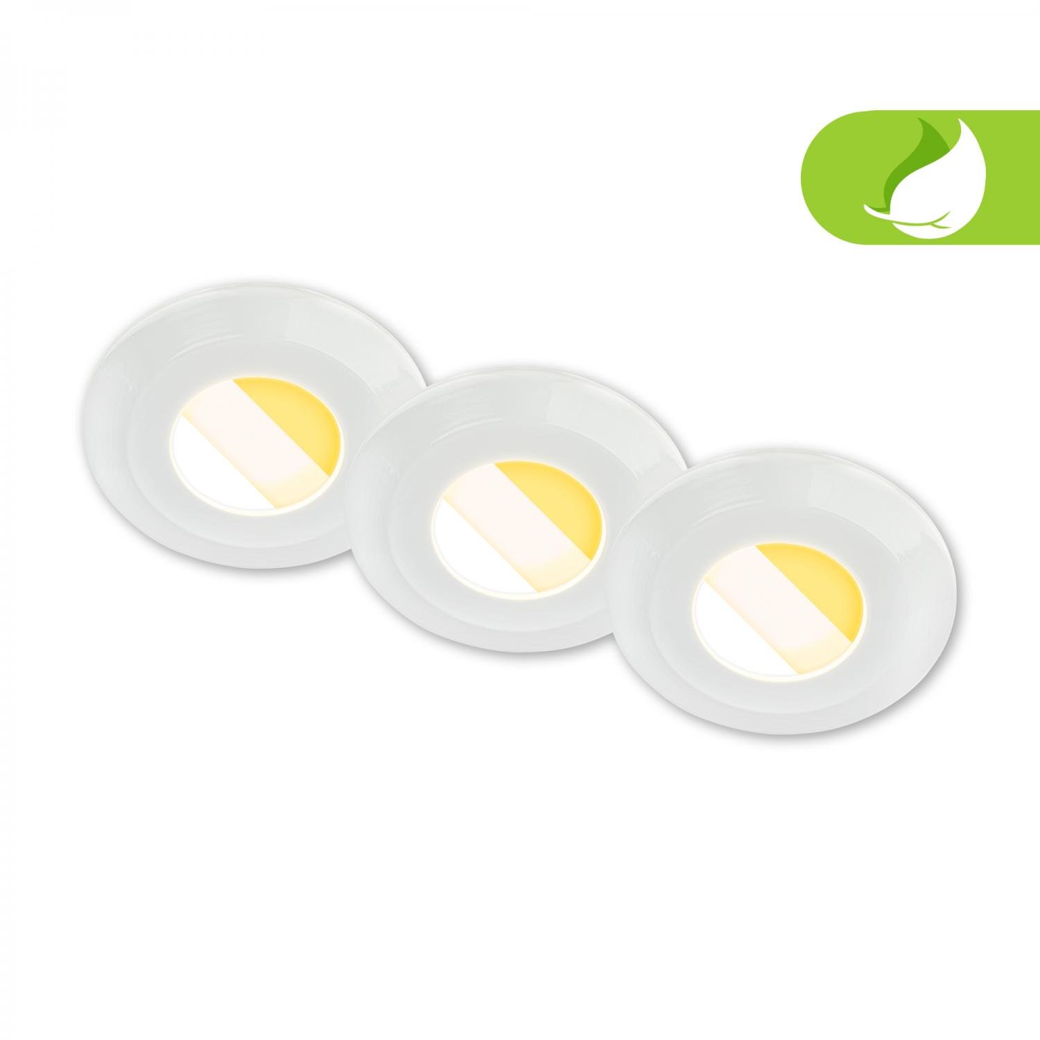 BRI 7589036 Klira 3ks sada LED vestavných bodových svítidel do koupelny 230V, stmívatelné, Ra90, IP44, bílé - BRILONER