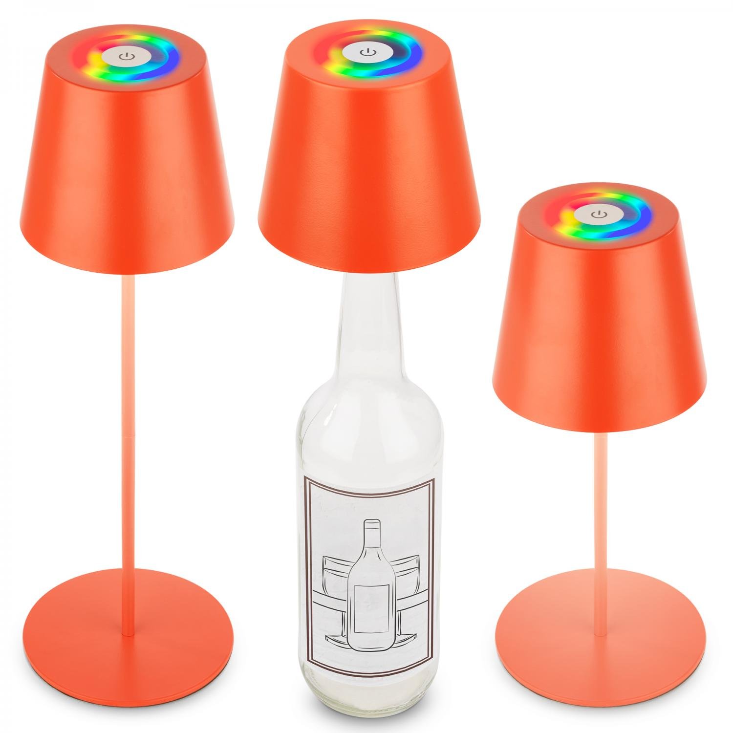 BRILO 7510012 Calida stolní lampička - 2,5W, 200lm, nabíjecí, LED, stmívatelné, RGBW, uchycení na láhev, oranžová - BRILO